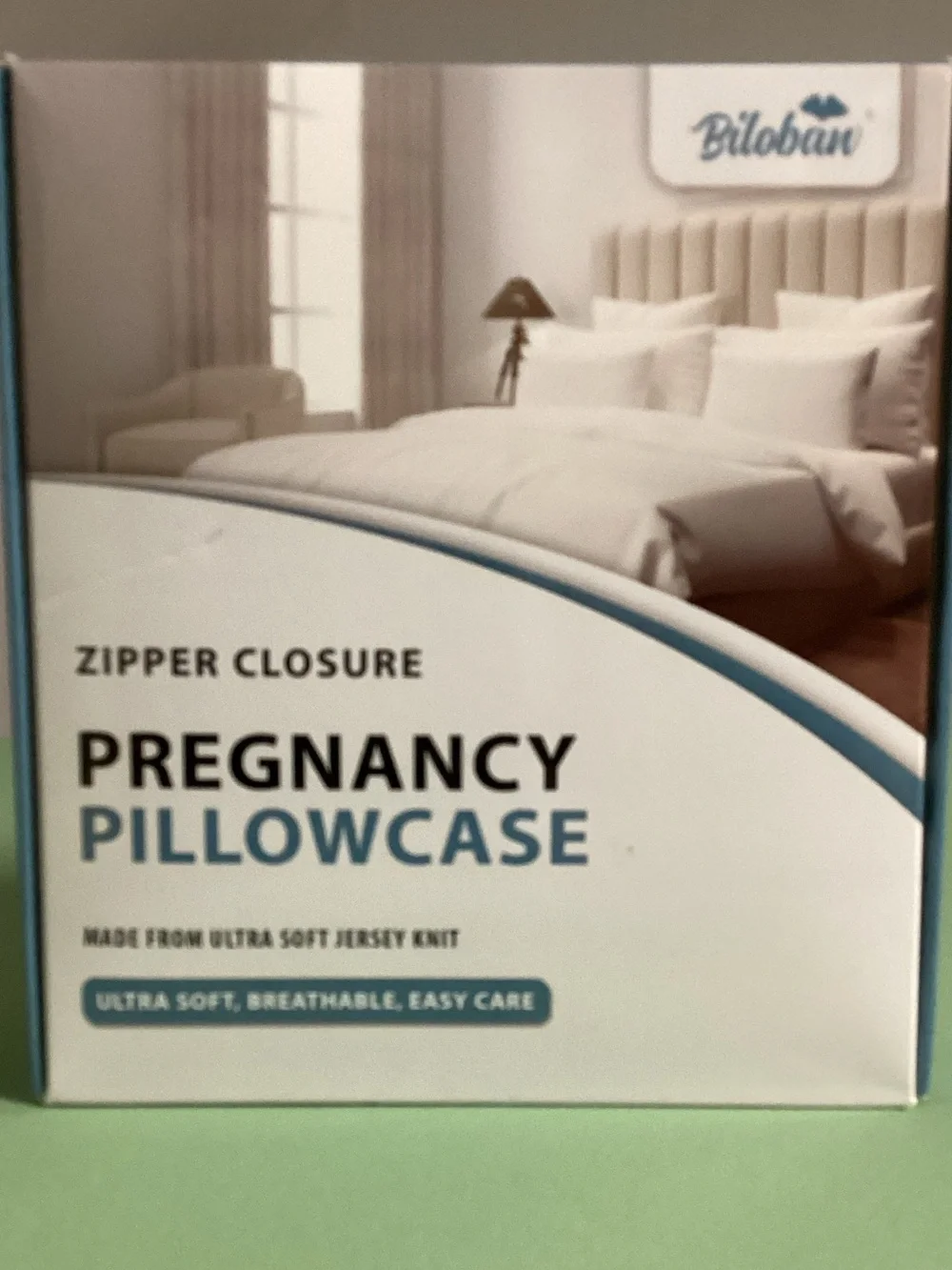 NWT Biloban Zipper Closure Jersey Knit Grey Hearts Print Pregnancy Pillowcase